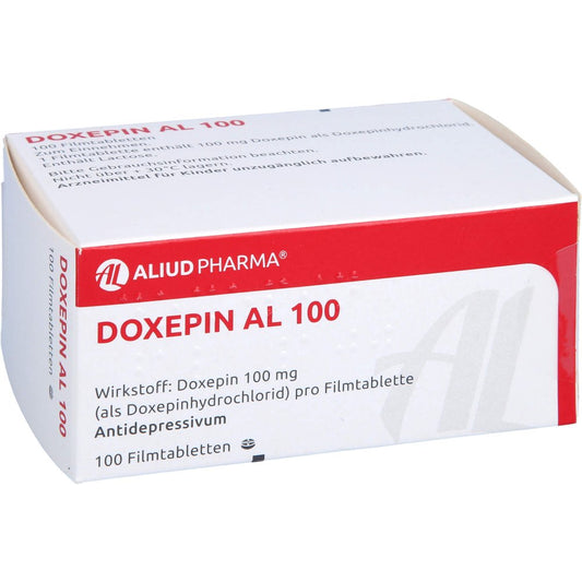 Das Produktfoto zeigt Doxepin Al 100 Filmtabletten (100 stk) PZN 00461706