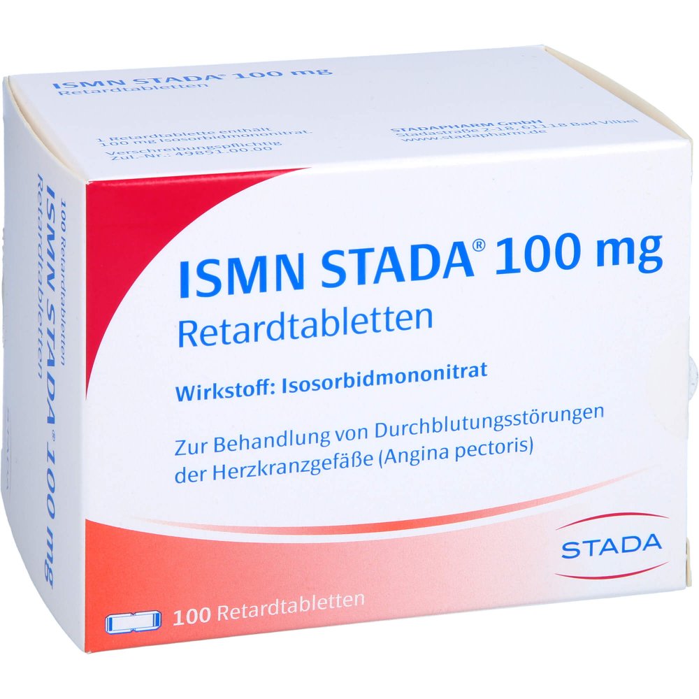 Das Produktfoto zeigt Ismn Stada 100 Mg Retardtabletten (100 stk) PZN 00461764