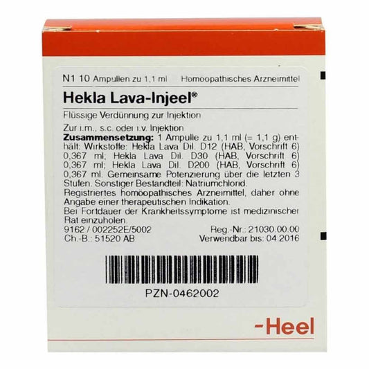 Das Produktfoto zeigt Hekla Lava Injeel Ampullen (10 stk) PZN 00462002