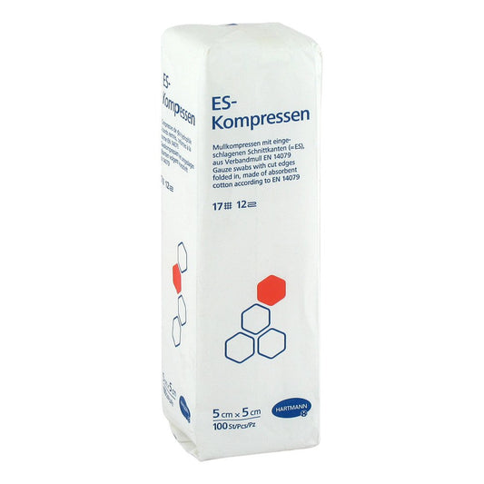 Das Produktfoto zeigt Es-Kompressen Unsteril 5x5 Cm 12fach (100 stk) PZN 00462083