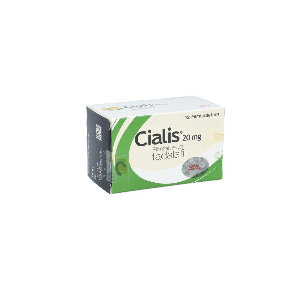 Das Produktfoto zeigt Cialis 20 Mg Filmtabletten (12 stk) PZN 00465756