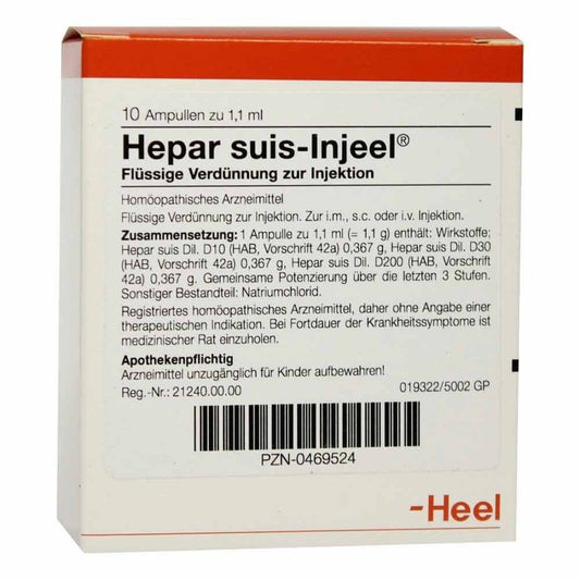 Das Produktfoto zeigt Hepar Suis Injeel Ampullen (10 stk) PZN 00469524