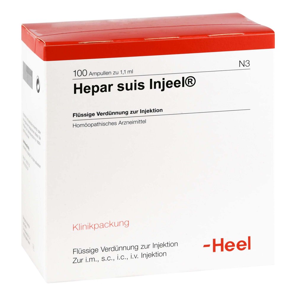 Das Produktfoto zeigt Hepar Suis Injeel Ampullen (100 stk) PZN 00469547