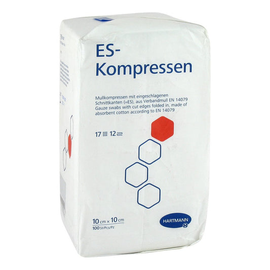 Das Produktfoto zeigt Es-Kompressen Unsteril 10x10 Cm 12fach (100 stk) PZN 00475275