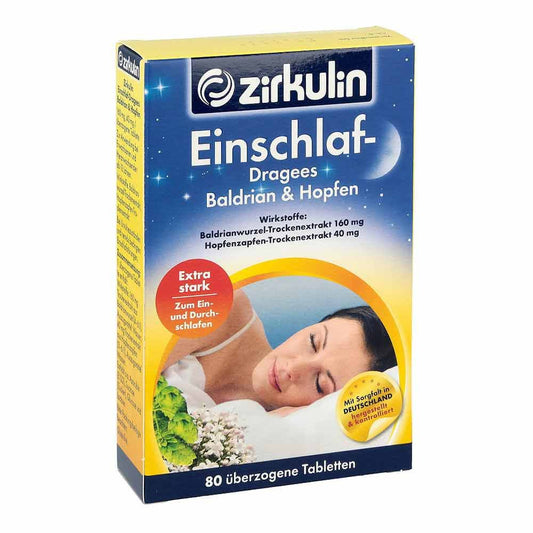 Das Produktfoto zeigt Zirkulin Einschlaf Dragees Baldrian+Hopfen (80 stk) PZN 00515661