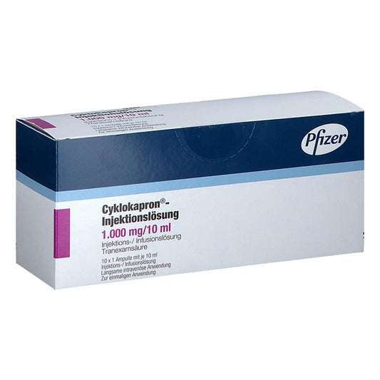 Das Produktfoto zeigt Cyklokapron-Injektionslösung 1000 Mg (10X10 ml) PZN 00523241