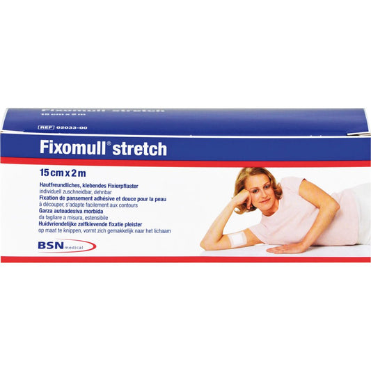 Das Produktfoto zeigt Fixomull Stretch 15 Cmx2 M (1 stk) PZN 00548235