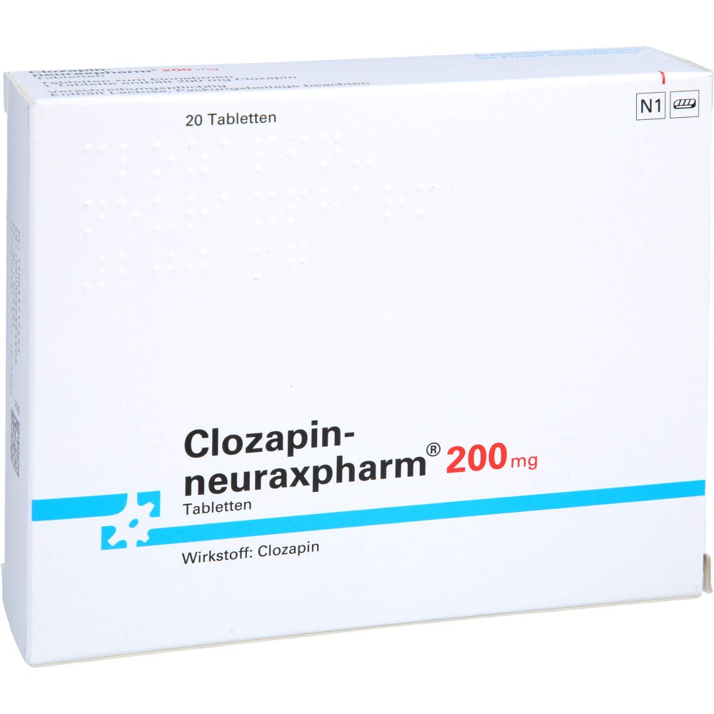 Das Produktfoto zeigt Clozapin-Neuraxpharm 200 Mg Tabletten (20 stk) PZN 00557174