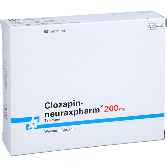 Das Produktfoto zeigt Clozapin-Neuraxpharm 200 Mg Tabletten (50 stk) PZN 00557180
