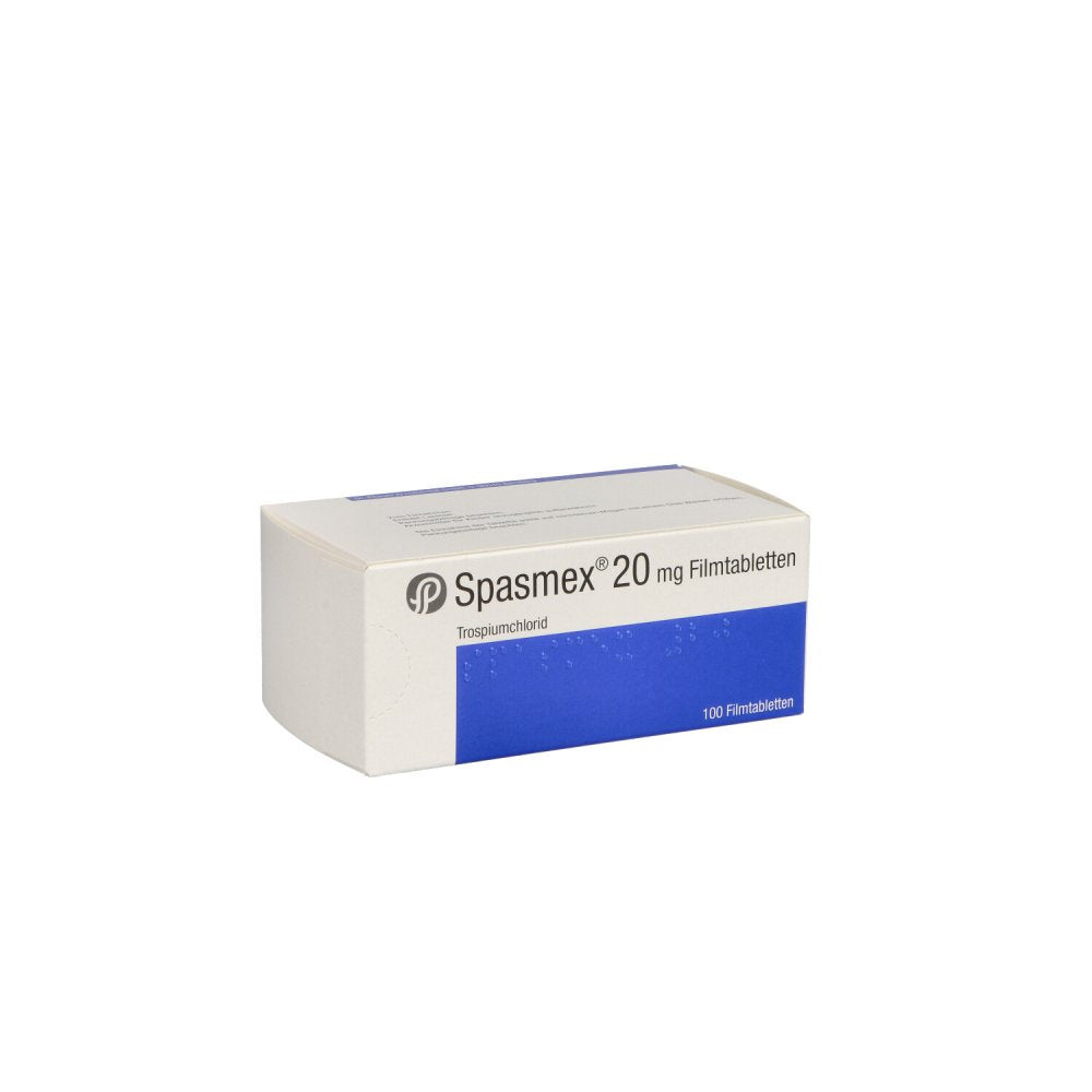 Das Produktfoto zeigt Spasmex 20 Mg Filmtabletten (100 stk) PZN 00558328