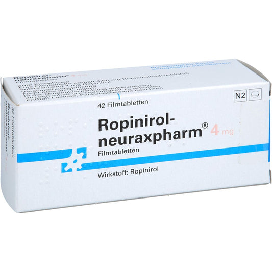 Das Produktfoto zeigt Ropinirol-Neuraxpharm 4 Mg Filmtabletten (42 stk) PZN 00560360