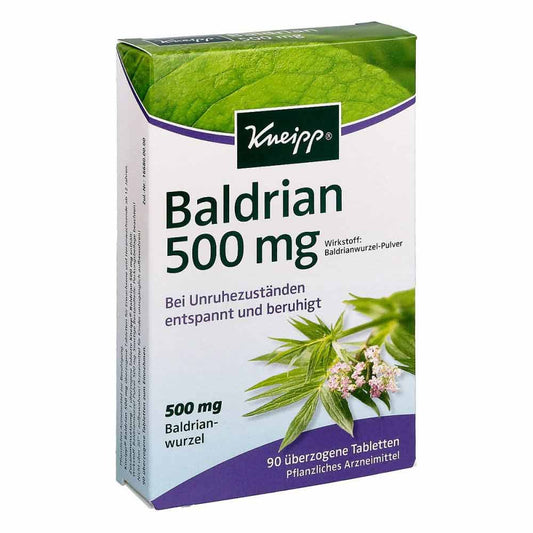 Das Produktfoto zeigt Kneipp Baldrian 500 Überzogene Tabletten (90 stk) PZN 00563513