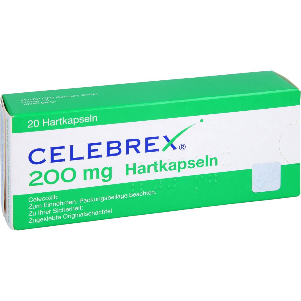 Das Produktfoto zeigt Celebrex 200 Mg Hartkapseln (20 stk) PZN 00566084