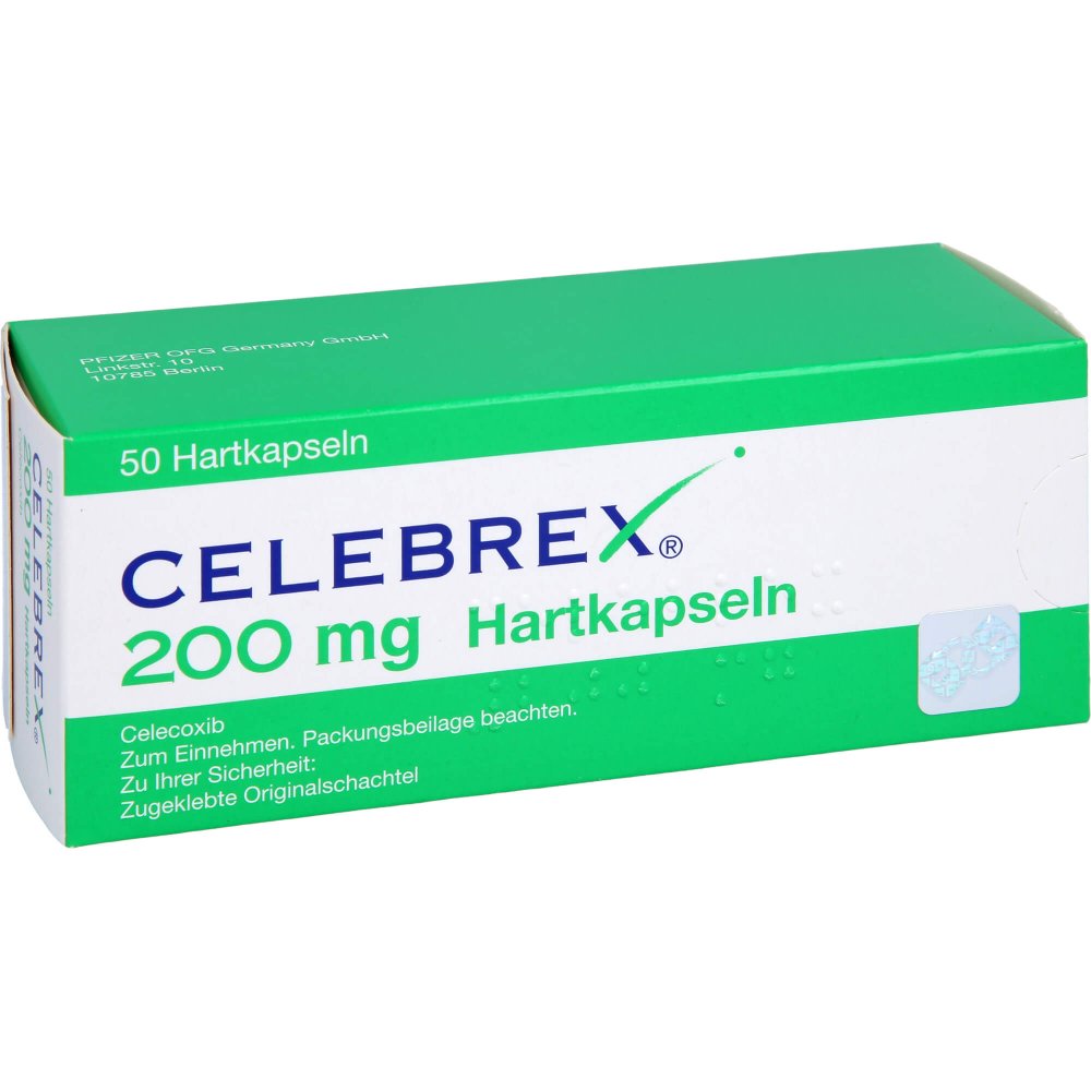 Das Produktfoto zeigt Celebrex 200 Mg Hartkapseln (50 stk) PZN 00566090