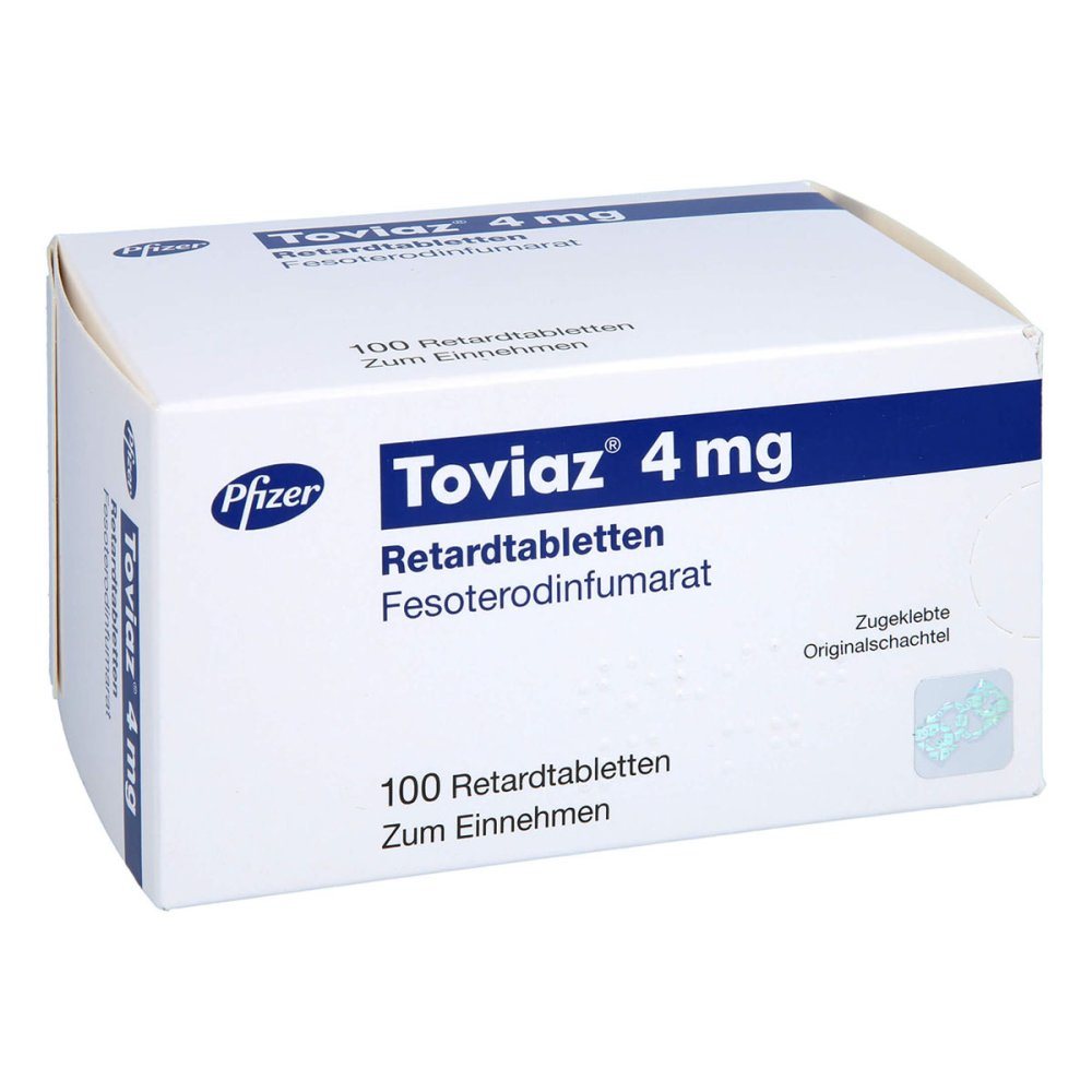 Das Produktfoto zeigt Toviaz 4 Mg Retardtabletten (100 stk) PZN 00568640