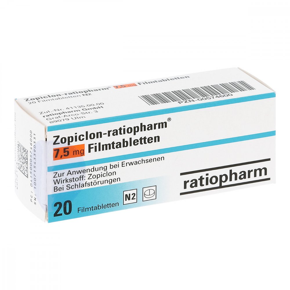 Zopiclon-Ratiopharm 7,5 Mg Filmtabletten (20 stk)