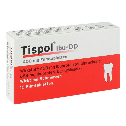 Das Produktfoto zeigt Tispol Ibu Dd Filmtabletten (10 stk) PZN 00579773