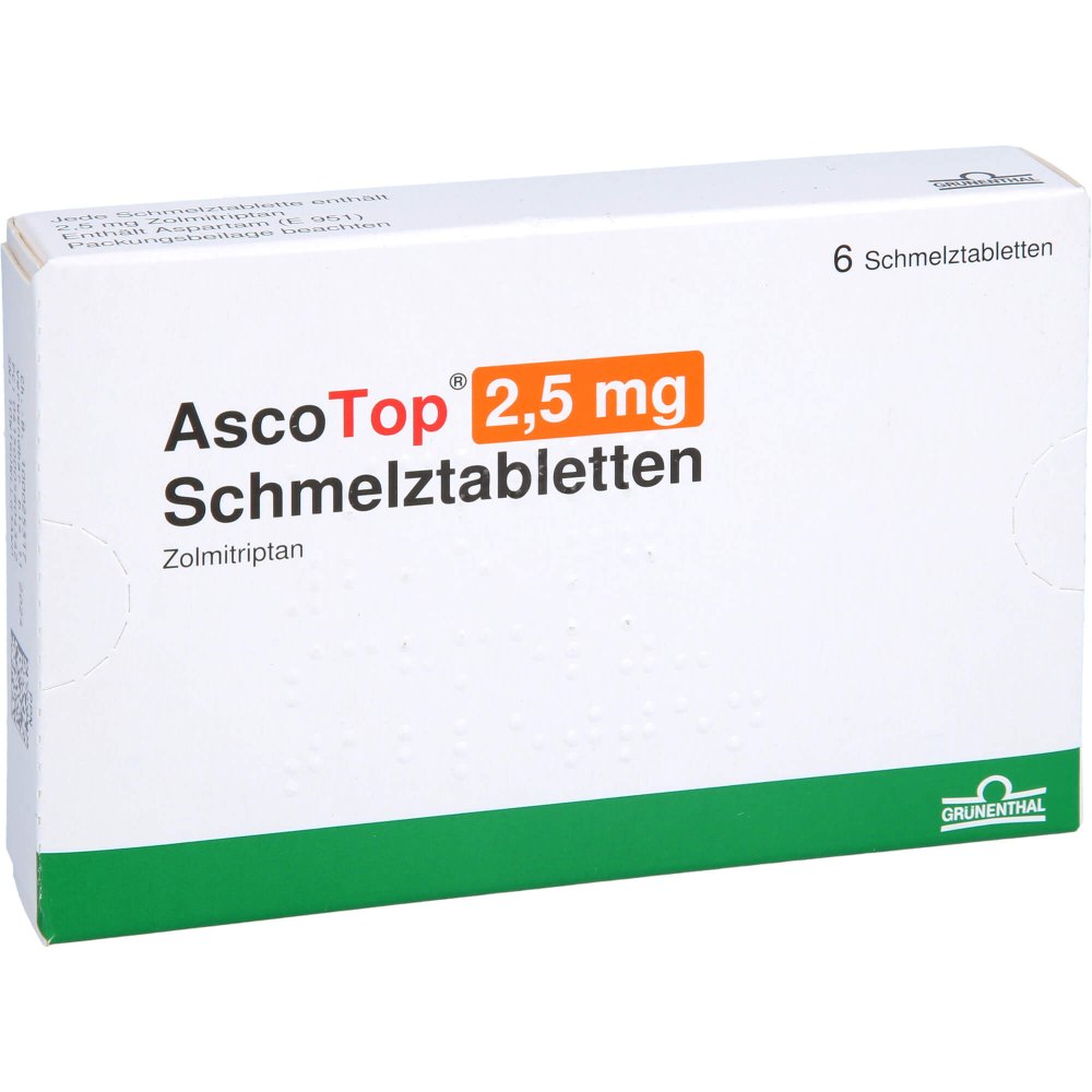 Das Produktfoto zeigt Ascotop 2,5 Mg Schmelztabletten (6 stk) PZN 00580434