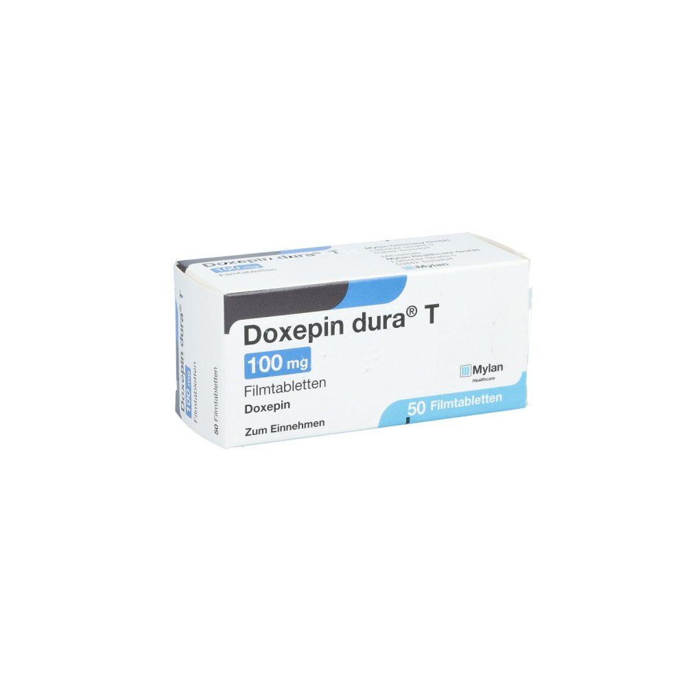 Das Produktfoto zeigt Doxepin Dura T 100 Mg Filmtabletten (50 stk) PZN 00581043