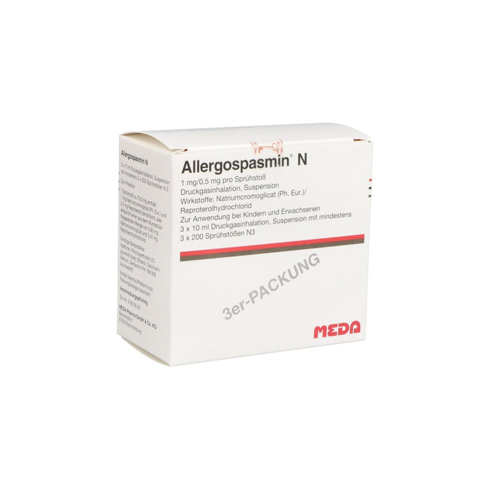 Das Produktfoto zeigt Allergospasmin N Dosieraerosol (3X10 ml) PZN 00585035