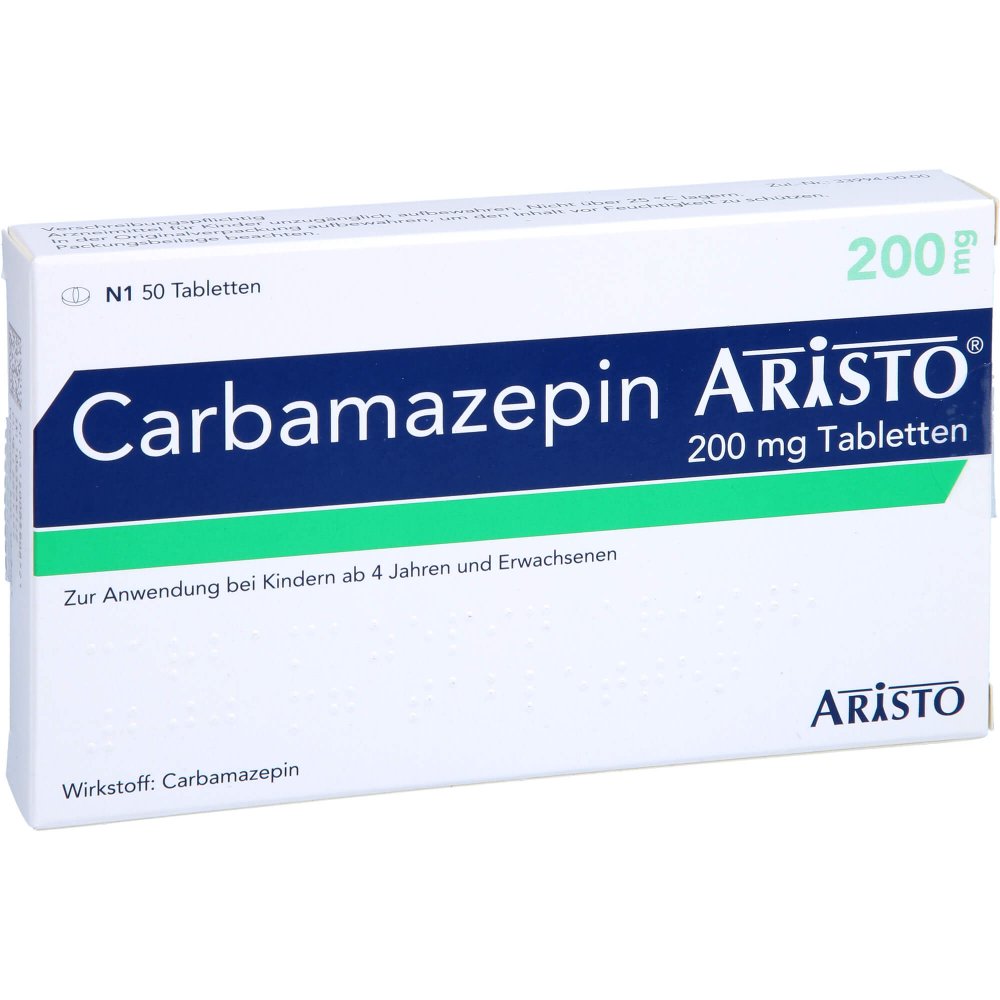 Das Produktfoto zeigt Carbamazepin Aristo 200 Mg Tabletten (50 stk) PZN 00590852