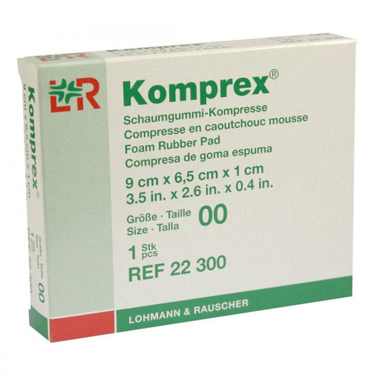 Das Produktfoto zeigt Komprex Schaumgummi Kompr.Gr.00 Oval (1 stk) PZN 00591018