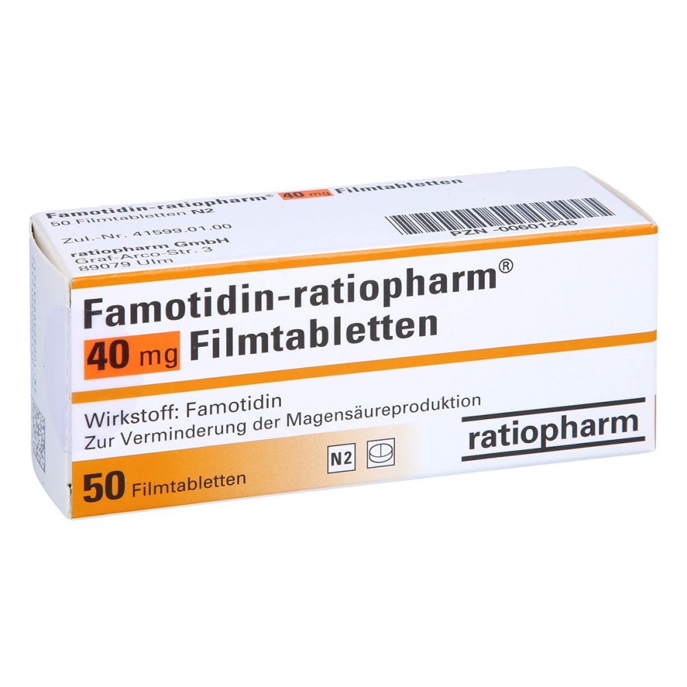 Famotidin-Ratiopharm 40 Mg Filmtabletten (50 stk)