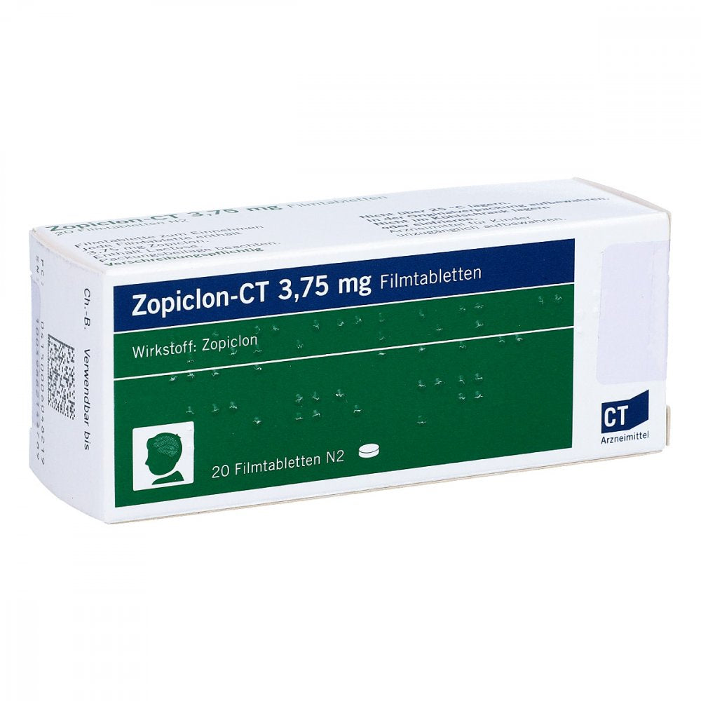Das Produktfoto zeigt Zopiclon-Ct 3,75 Mg Filmtabletten (20 stk) PZN 00604821