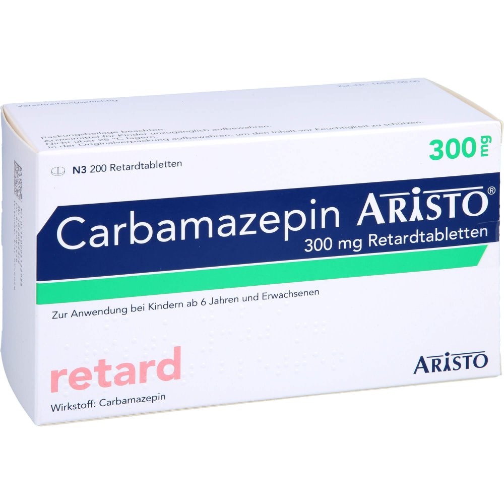 Das Produktfoto zeigt Carbamazepin Aristo 300 Mg Retardtabletten (200 stk) PZN 00612298