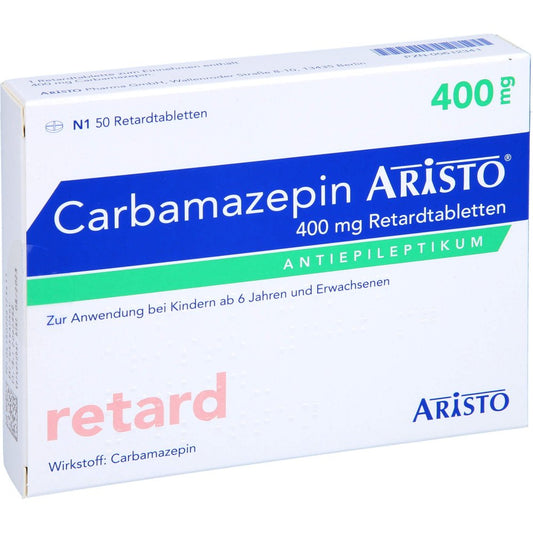 Das Produktfoto zeigt Carbamazepin Aristo 400 Mg Retardtabletten (50 stk) PZN 00612341