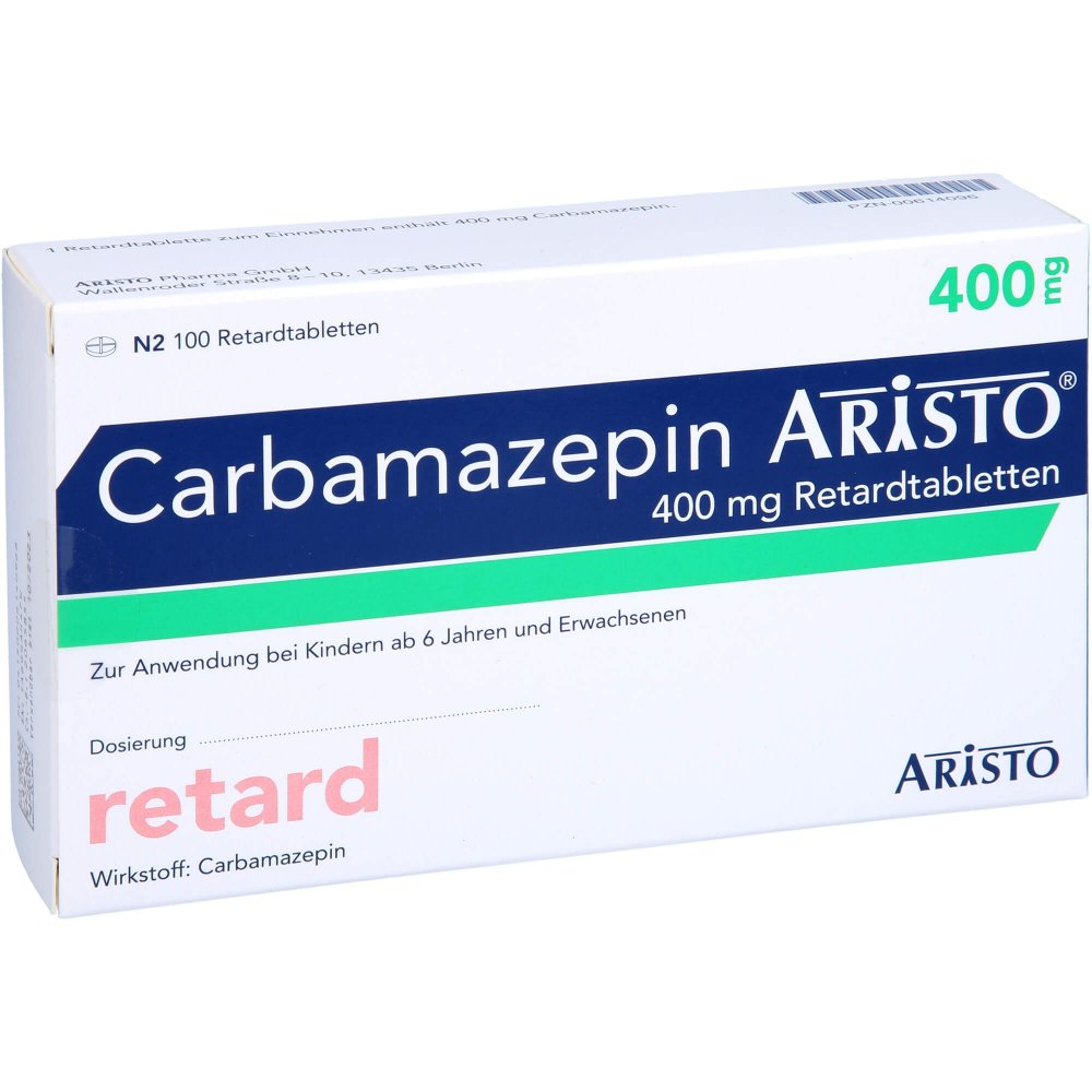 Das Produktfoto zeigt Carbamazepin Aristo 400 Mg Retardtabletten (100 stk) PZN 00614096