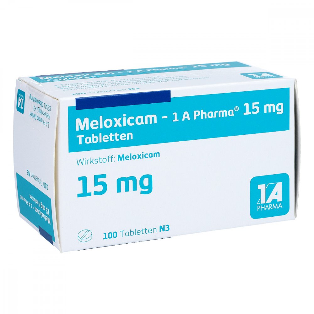 Das Produktfoto zeigt Meloxicam-1a Pharma 15 Mg Tabletten (100 stk) PZN 00618639