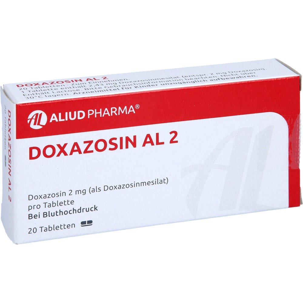 Das Produktfoto zeigt Doxazosin Al 2 Tabletten (20 stk) PZN 00629896