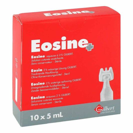 Das Produktfoto zeigt Eosin 2% Wässrige Pflegelösung Steril (10X5 ml) PZN 00631002