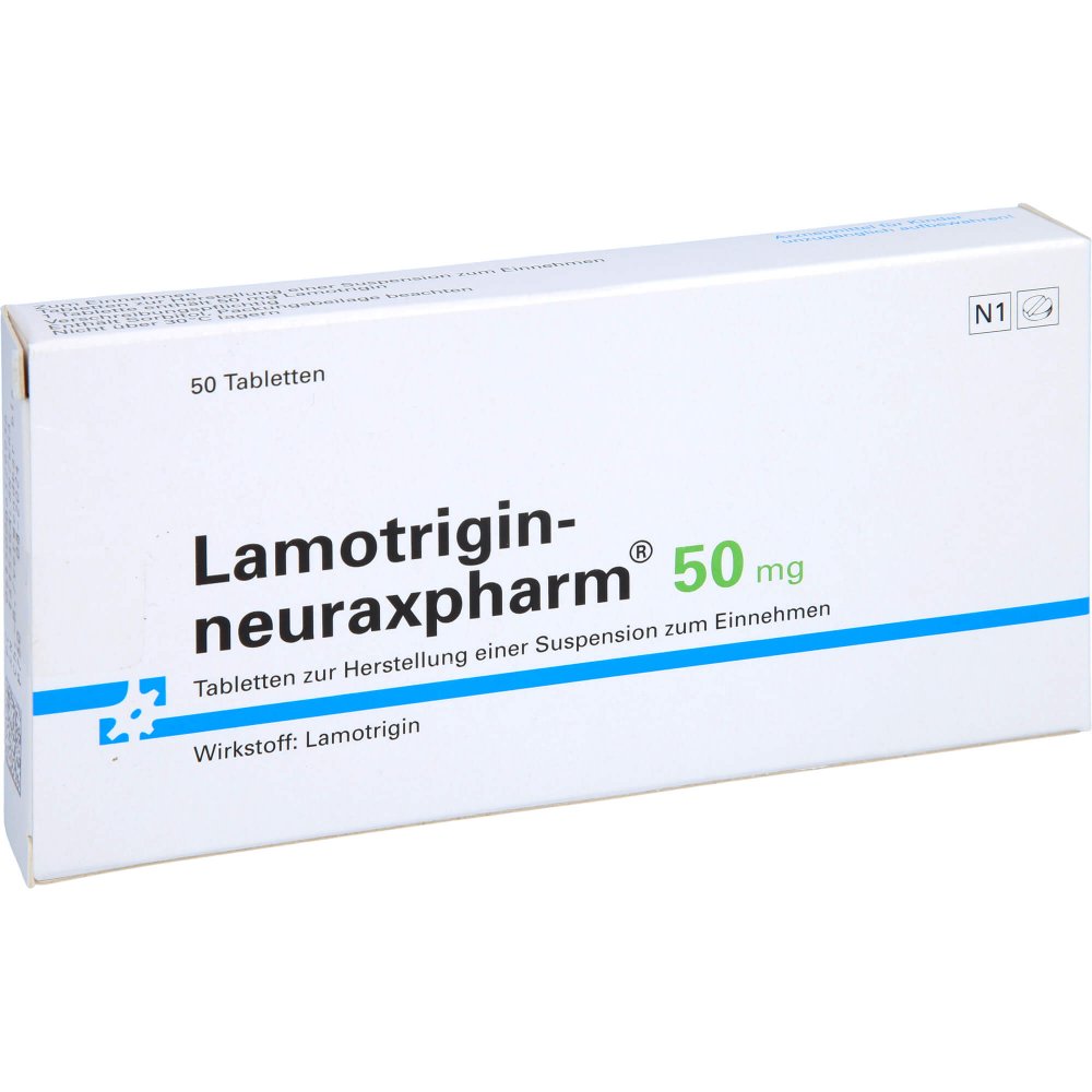 Das Produktfoto zeigt Lamotrigin-Neuraxpharm 50 Mg Tab.Z.H.Susp.Z.Einn. (50 stk) PZN 00632993