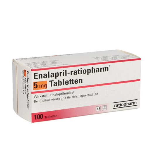 Das Produktfoto zeigt Enalapril-Ratiopharm 5 Mg Tabletten (100 stk) PZN 00638211