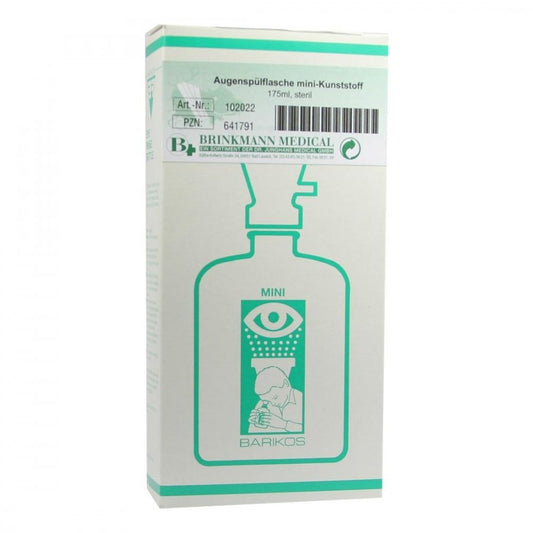 Das Produktfoto zeigt Augenspülflasche Barikos Mini M.Ste.Flüssigk.175ml (175 ml) PZN 00641791
