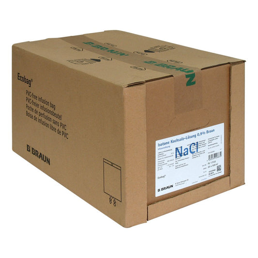 Das Produktfoto zeigt Natriumchlorid 0,9% Braun Ecobag Infusionslsg. (20X500 ml) PZN 00646268