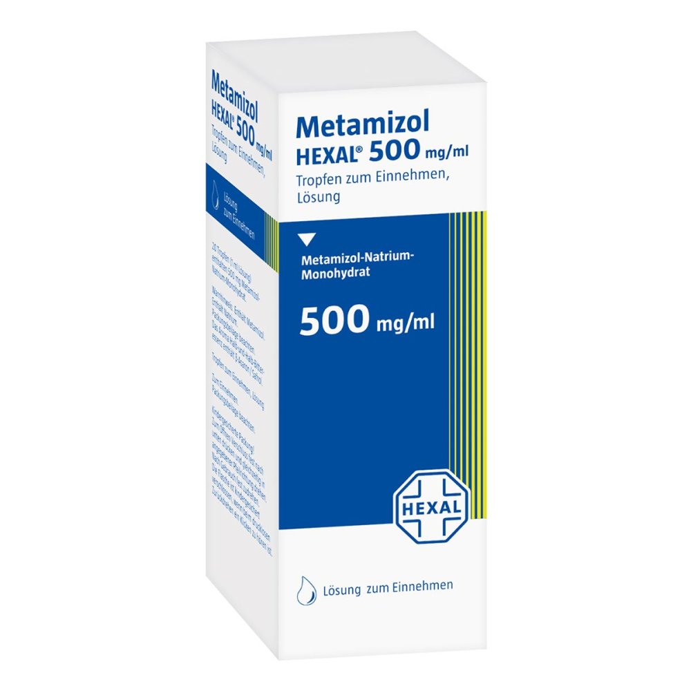 Das Produktfoto zeigt Metamizol Hexal Tropfen (20 ml) PZN 00651252