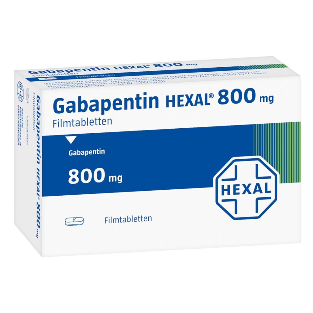 Das Produktfoto zeigt Gabapentin Hexal 800 Mg Filmtabletten (50 stk) PZN 00651476