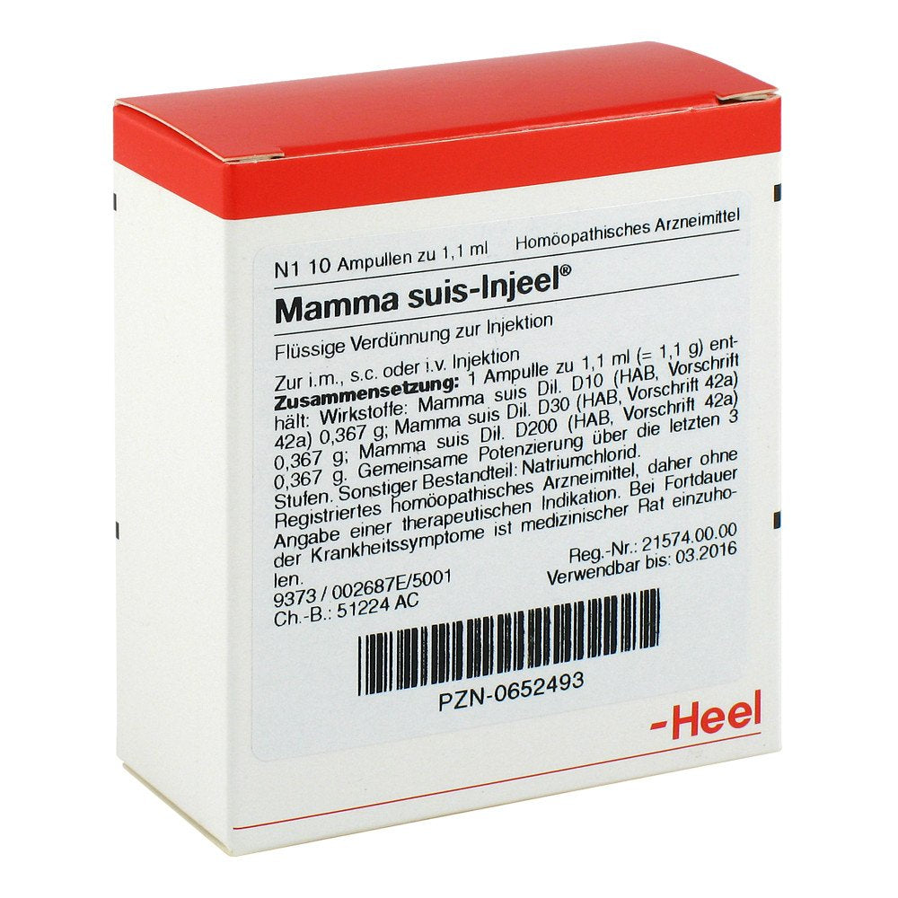 Das Produktfoto zeigt Mamma Suis Injeel Ampullen (10 stk) PZN 00652493