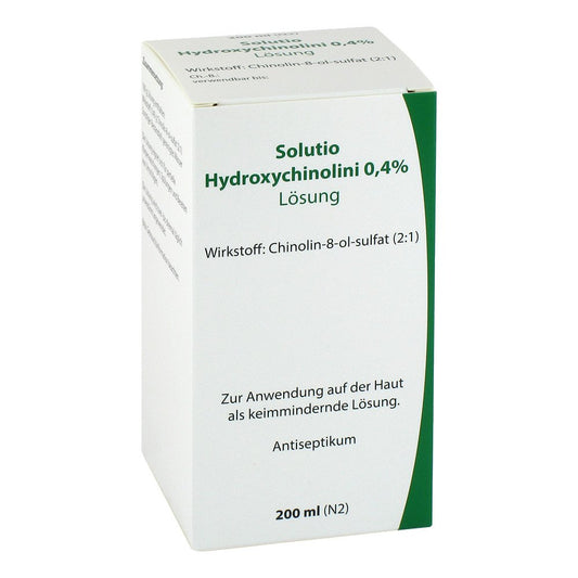 Das Produktfoto zeigt Solutio Hydroxychin. 0,4% (200 ml) PZN 00657272
