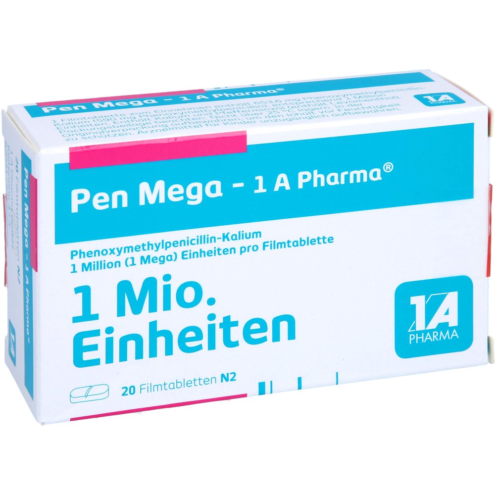 Das Produktfoto zeigt Pen Mega-1a Pharma Filmtabletten (20 stk) PZN 00658886