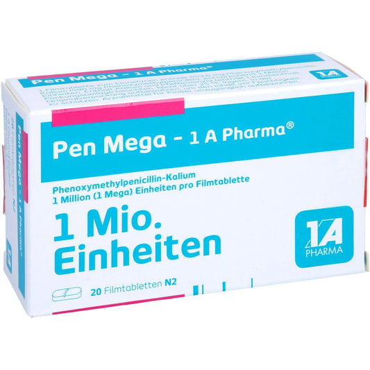 Das Produktfoto zeigt Pen Mega-1a Pharma Filmtabletten (20 stk) PZN 00658886