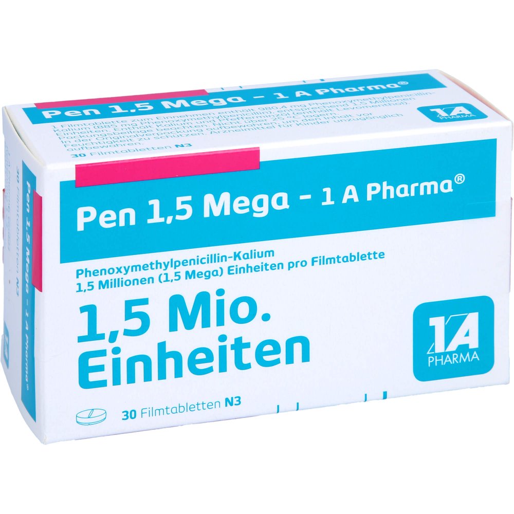 Das Produktfoto zeigt Pen 1,5 Mega-1a Pharma Filmtabletten (30 stk) PZN 00658952