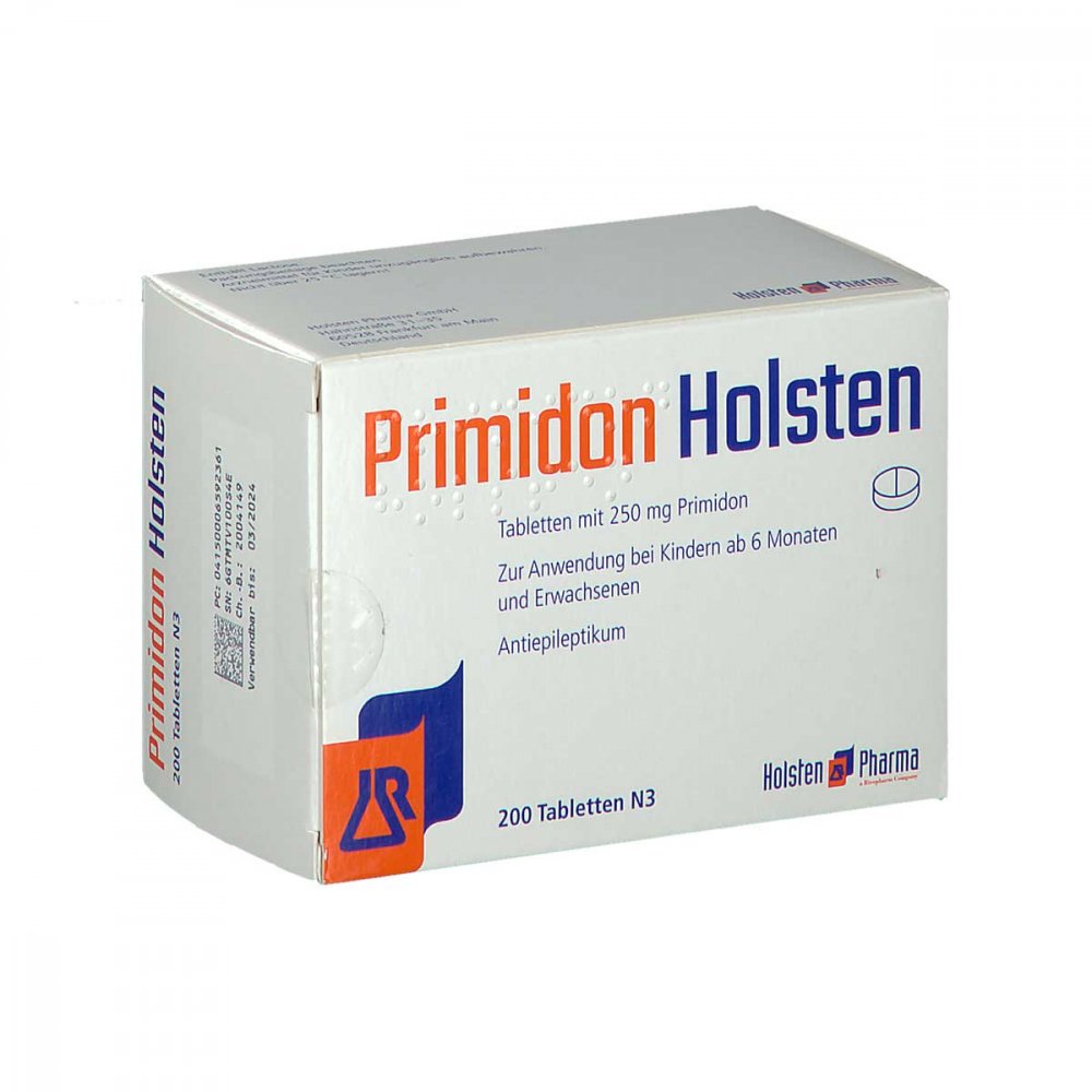 Das Produktfoto zeigt Primidon Holsten Tabletten (200 stk) PZN 00659236