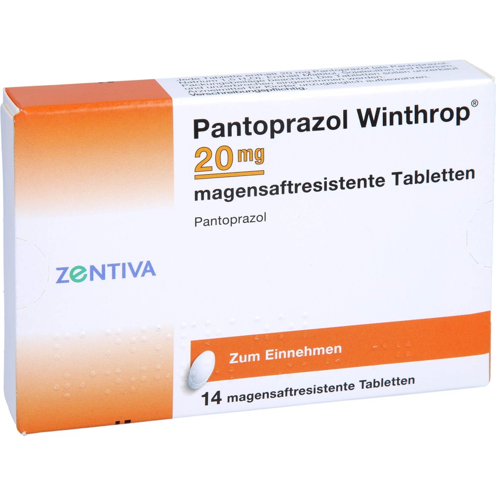 Das Produktfoto zeigt Pantoprazol Winthrop 20 Mg Magensaftres.Tabletten (14 stk) PZN 00660506