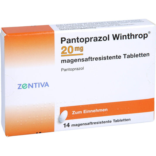 Das Produktfoto zeigt Pantoprazol Winthrop 20 Mg Magensaftres.Tabletten (14 stk) PZN 00660506