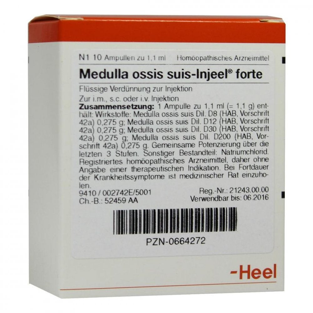 Das Produktfoto zeigt Medulla Ossis Suis Injeel Forte Ampullen (10 stk) PZN 00664272