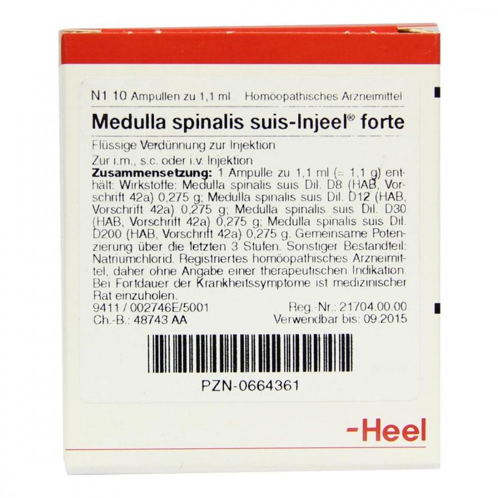 Das Produktfoto zeigt Medulla Spinalis Suis Injeel Forte Ampullen (10 stk) PZN 00664361